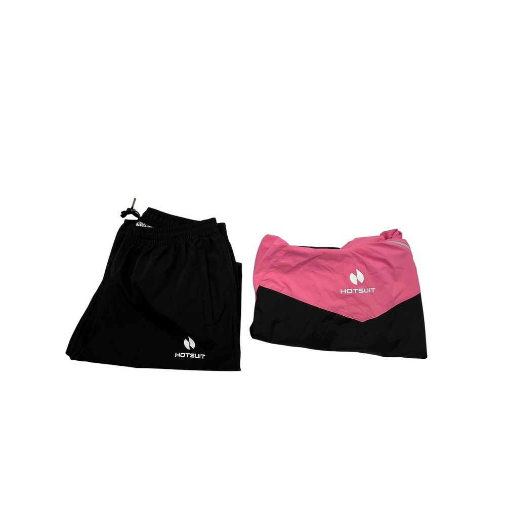 Hotsuit Womens Sauna Suit Set Pink Black Hooded Jacket Pants XL New